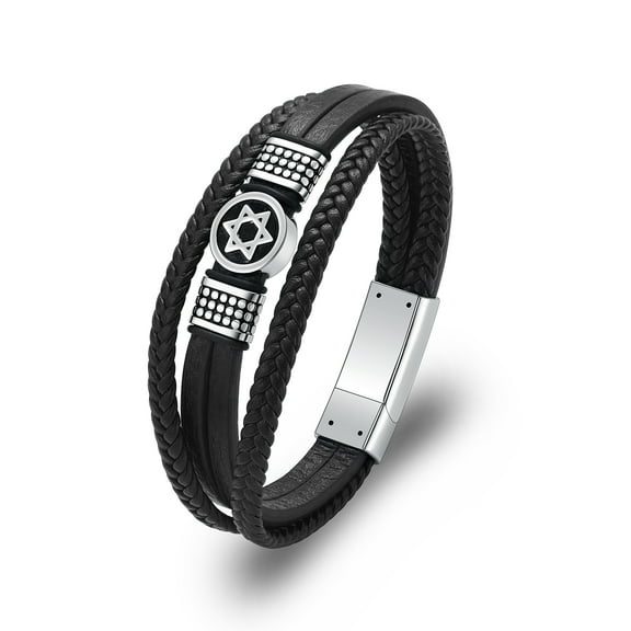 Personalised Men's Multi-layer Leather Bracelet Memorial Cremation Jewelry for Ashes Holder Urn Bracelets