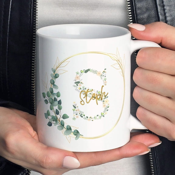 Personalised Mug Mug Name Golden With Initial Coffee Mug Tea Mug Mug Gift for Birthday