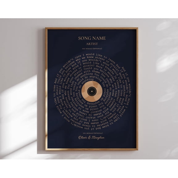 Personalised Music Poster Customizable Music Gift Personalised Vinyl Lyric Print Favourite