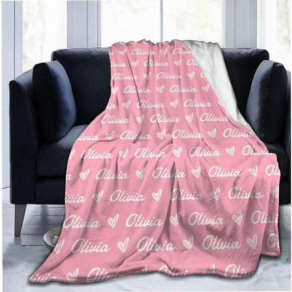 Personalised Name Custom Thin Blanket for Baby Kids Youth Teenager Adult Anti-pilling Flannel Text Initials Monogram Gifts Customised Throws Blankets For Best Friends Couple Birthday Gift