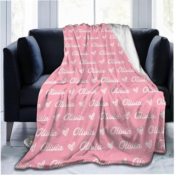 Personalised Name Custom Thin Blanket for Baby Kids Youth Teenager Adult Anti-pilling Flannel Text Initials Monogram Gifts Customised Throws Blankets For Best Friends Couple Birthday Gift