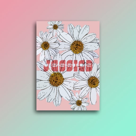Personalised Name Daisy Poster, Nursery Pastel Flower Wall Art Print