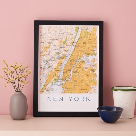 Personalised New York Map Framed A4 Print