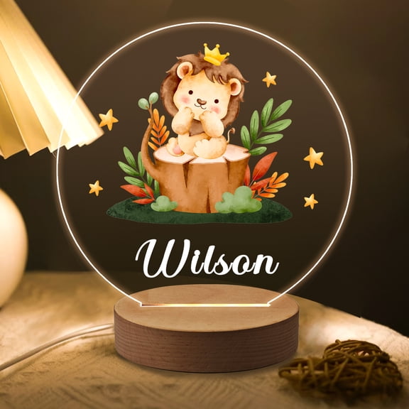 Personalised Night Light Custom Name Acrylic LED Lamp 7 Light Colors with Wooden Base Gift for Girls Boys Bedroom Table Decoration