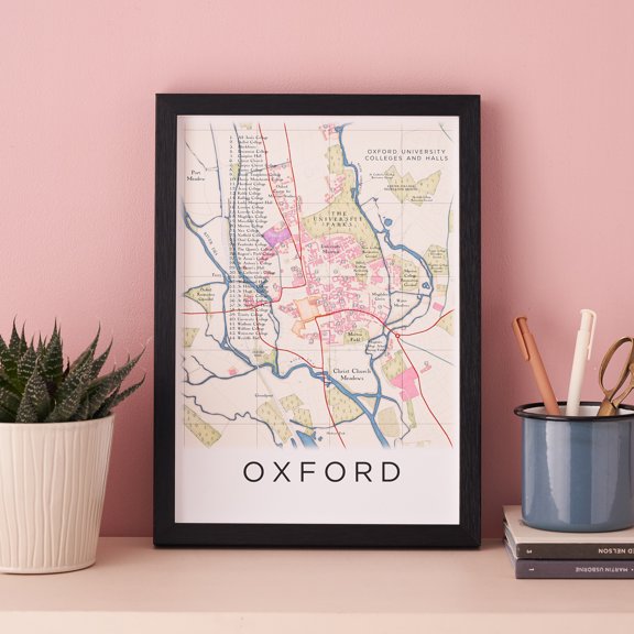 Personalised Oxford University Map Framed A4 Print