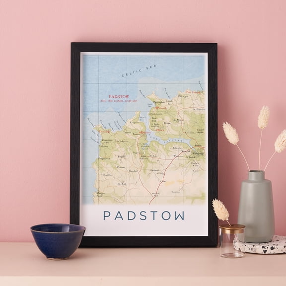 Personalised Padstow Cornwall Map Framed A4 Print