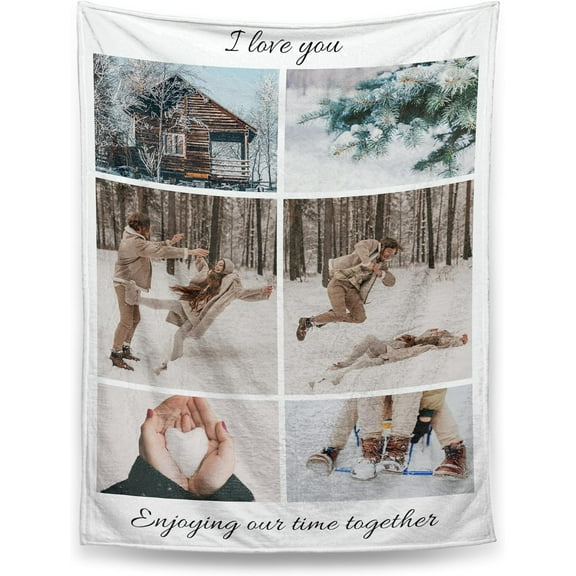 Personalised Photo Blanket,Custom Blanket With Picture Text,Unique One Birthday/Holiday/Christmas, Personalised Gifts For Family,Girlfriend,Boyfriend,Friends,Pet (1 photo)