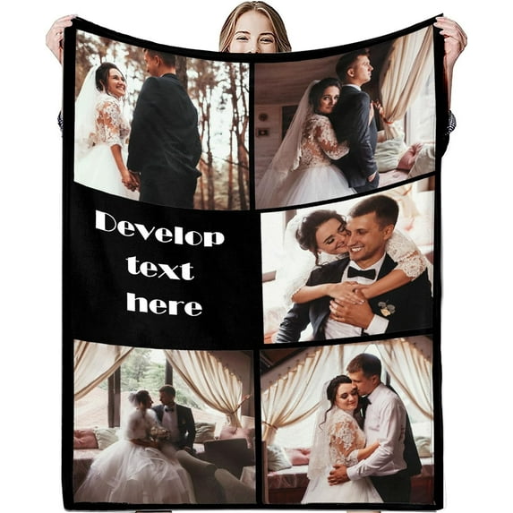 Personalised Photo Blanket Customized Blanket Picture Blanket Personalised for Kids Adults Birthday Anniversary Wedding Valentines Christmas Personalized Gifts 10 Photos 4 Size