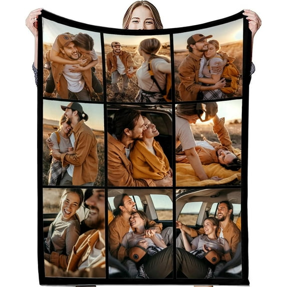 Personalised Photo Blanket Customized Blanket Picture Blanket Personalised for Kids Adults Birthday Anniversary Wedding Valentines Christmas Personalized Gifts 10 Photos 4 Size