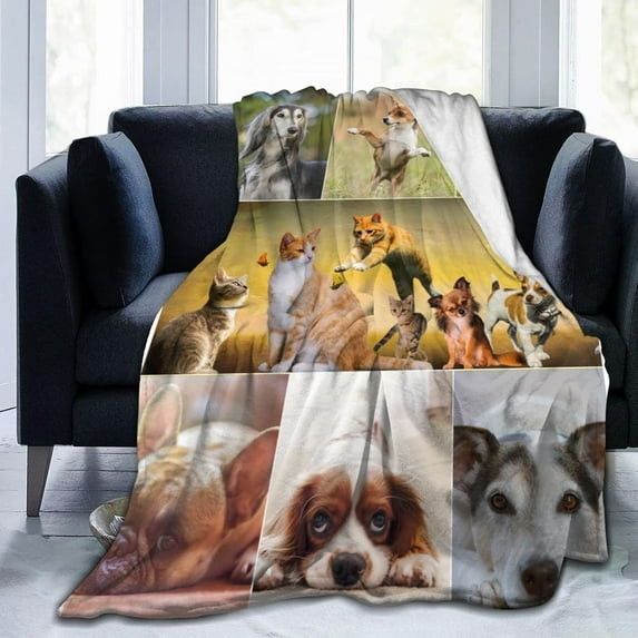 Personalised Photo Blanket Customized Throw Blankets with Picture Names Text for Lovers Family Birthday Gifts for Adults Baby Boys Girls Pet 2 Collage Images,60x50 inch (150x125cm)