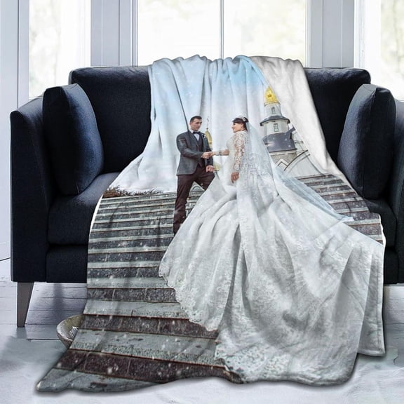 Personalised Photo Blanket Customized Throw Blankets with Picture Names Text for Lovers Family Birthday Gifts for Adults Baby Boys Girls Pet 2 Collage Images,60x50 inch (150x125cm)