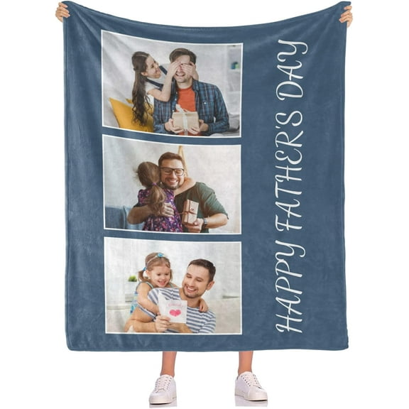 Personalised Photo Blanket Dad We Love You Custom Picture Collage Blanket Fathers Day Photo Blanket Personalised Gift for Dad Papa Father Grandpa