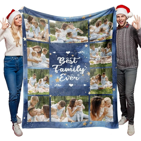 Personalised Photo Blankets Custom Picture Throw Blanket Fathers Day Birthday Anniversary Memorial Gifts for Adults Men, Dad Boyfriend Husband Grandpa Family