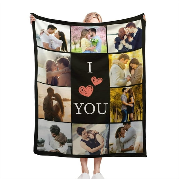 Personalised Plush Picture Blankets, Customised Blankets for Family and Friends Pets, Suitable for All Kinds of Anniversaries, as Souvenirs and Unique Gifts (5 Photo)
