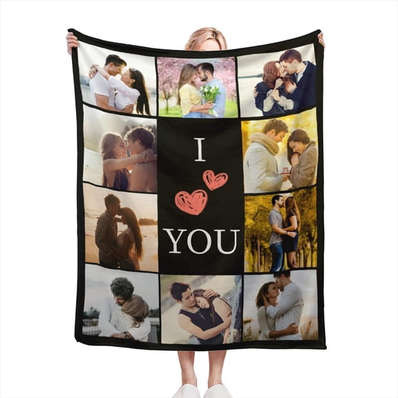 Personalised Plush Picture Blankets, Customised Blankets for Family and Friends Pets, Suitable for All Kinds of Anniversaries, as Souvenirs and Unique Gifts (5 Photo)