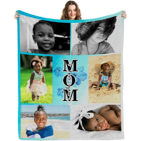Personalised Plush Picture Blankets, Customised Blankets for Family and Friends Pets, Suitable for All Kinds of Anniversaries, as Souvenirs and Unique Gifts (5 Photo)