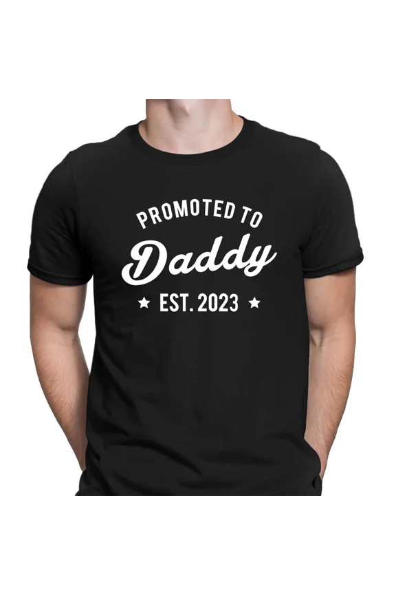 Personalised Promoted to Daddy Fathers Day Gift For Daddy Mens T-Shirts Tee #FD