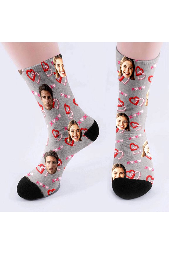 Personalised Socks with Photo, Personalised Photo Gifts for Family, Boyfriend and Girlfriend - Gift Idea for Birthday, Valentine's Day, Christmas (Grey,One Size)