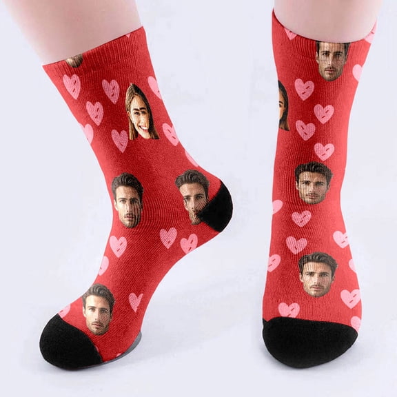 Personalised Socks with Photo, Personalised Photo Gifts for Family, Boyfriend and Girlfriend - Gift Idea for Birthday, Valentine's Day, Christmas (Red,One Size)
