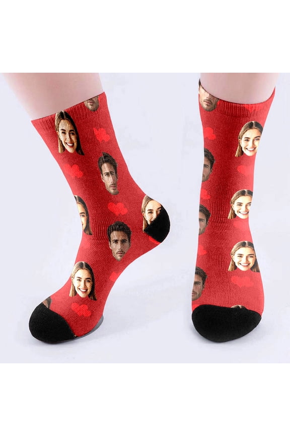 Personalised Socks with Photo, Personalised Photo Gifts for Family, Boyfriend and Girlfriend - Gift Idea for Birthday, Valentine's Day, Christmas (Red,One Size)