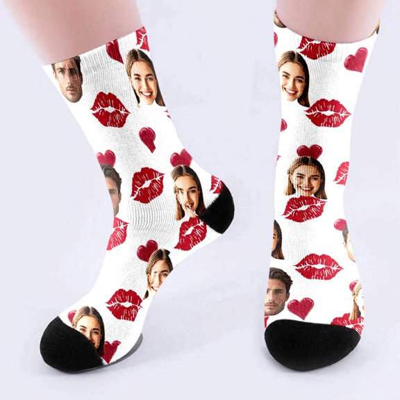 Personalised Socks with Photo, Personalised Photo Gifts for Family, Boyfriend and Girlfriend - Gift Idea for Birthday, Valentine's Day, Christmas (White,One Size)