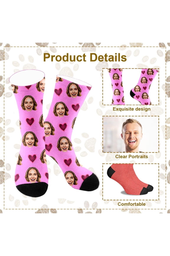 Personalised Socks with Photo Printing, Custom Design with Face or Patterns, Ideal for Christmas and Birthday Gifts for Men and Women
