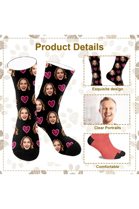 Personalised Socks with Photo Printing, Custom Design with Face or Patterns, Ideal for Christmas and Birthday Gifts for Men and Women