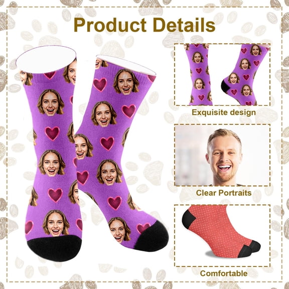 Personalised Socks with Photo Printing, Custom Design with Face or Patterns, Ideal for Christmas and Birthday Gifts for Men and Women