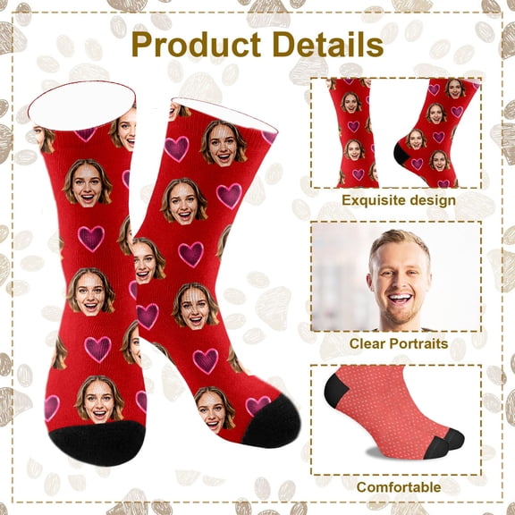 Personalised Socks with Photo Printing, Custom Design with Face or Patterns, Ideal for Christmas and Birthday Gifts for Men and Women