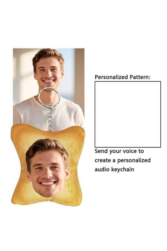 Personalised Sound Plush Keychain, Custom Photo Key Chain with Customized Vocal, Customized Picture Memorial Gift for Family, Friends And Couples