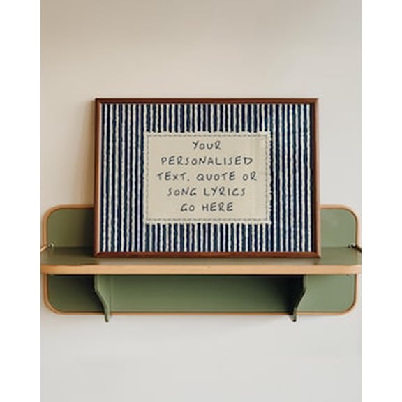 Personalised Text Custom Song Lyrics Gift Handwritten Style Quote Poster Vintage Stripe