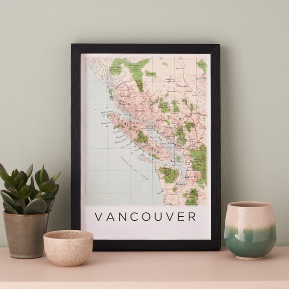 Personalised Vancouver Map Framed A4 Print