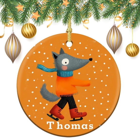 Personalised Winter Wolf Christmas Ornament Baby First Christmas Ornament Keepsake Christmas Tree Decorations Ornament Xmas Present