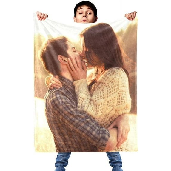 Personalised customised blanket from photo, Custom Flannel Throw Blanket Personalized Photo Fleece Blankets Sofa Gift (80x120cm/32 x47)