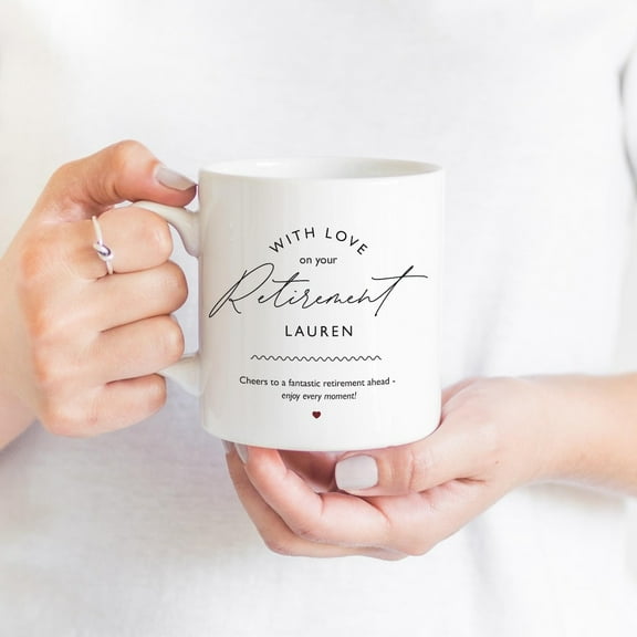 Personalised retirement mug Retirement gift for him or her Retired mugs Leaving job gift With love on your retirement