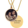 thumbnail image 1 of PersonalisedCustom Picture Necklace Personalized Photo Necklace For Men Circle Memorial Picture Pendant 18K Gold Plated Customized Engraved Photo Rip Chain Medallion, 1 of 14