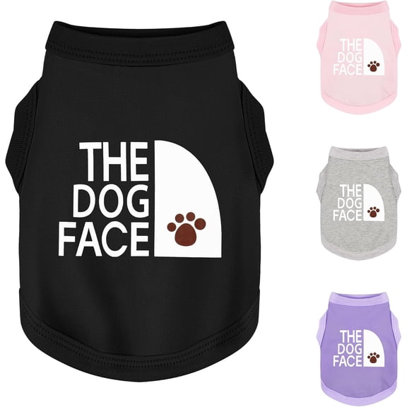Personality Canine Attire: Soft, Lightweight Cotton Dog Clothes with 'The Dog Face' Print. Small and Medium Breeds, Perfect for Everyday Wear, Comfortable and Breathable Dog Shirt Black S