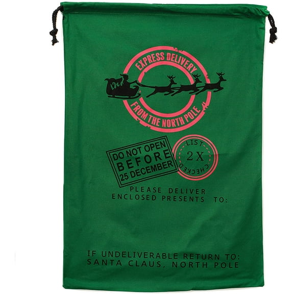 Personality Case Christmas Drawstring Bag  From the North Pole  100% Cotton  19 x 26.25  Personalized & Printed with Quote  Reusable Sack for Christmas Gifts, Holiday Storage & Decorations