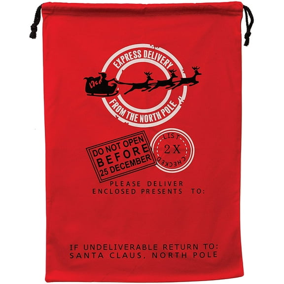 Personality Case Christmas Drawstring Bag  From the North Pole  100% Cotton  19 x 26.25  Personalized & Printed with Quote  Reusable Sack for Christmas Gifts, Holiday Storage & Decorations