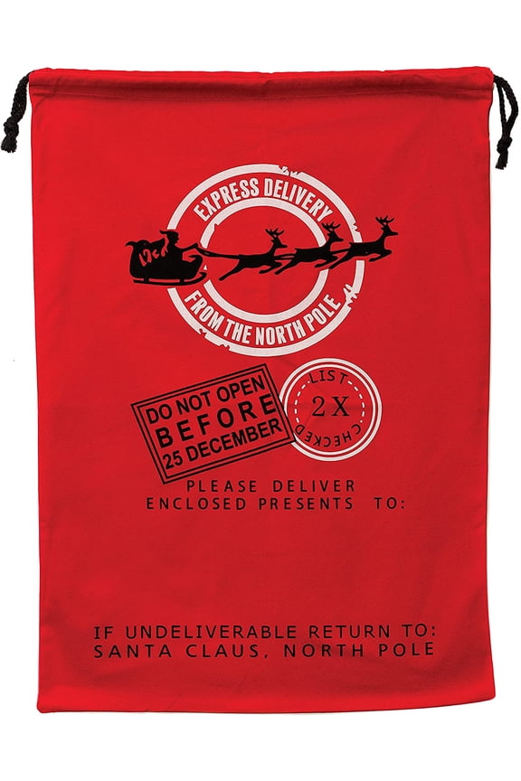 Christmas Drawstring Bag From the North Pole 100% Cotton 19 x 26.25 Personalized & Printed with Quote Reusable Sack for Christmas Gifts, Holiday Storage & Decorations