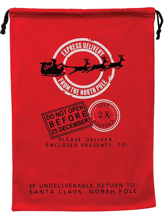 Christmas Drawstring Bag From the North Pole 100% Cotton 19 x 26.25 Personalized & Printed with Quote Reusable Sack for Christmas Gifts, Holiday Storage & Decorations