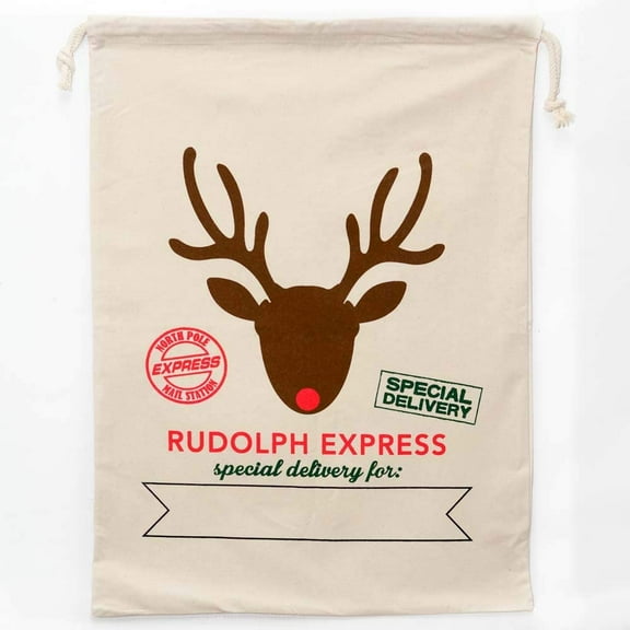 Personality Case Christmas Drawstring Bag  From the North Pole  100% Cotton  19 x 26.25  Personalized & Printed with Quote  Reusable Sack for Christmas Gifts, Holiday Storage & Decorations