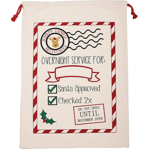Personality Case Christmas Drawstring Bag  From the North Pole  100% Cotton  19 x 26.25  Personalized & Printed with Quote  Reusable Sack for Christmas Gifts, Holiday Storage & Decorations