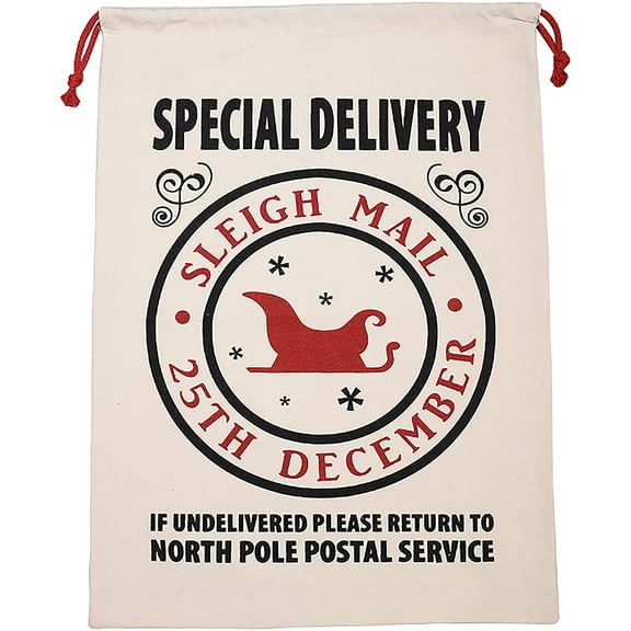 Personality Case Christmas Drawstring Bag  From the North Pole  100% Cotton  19 x 26.25  Personalized & Printed with Quote  Reusable Sack for Christmas Gifts, Holiday Storage & Decorations