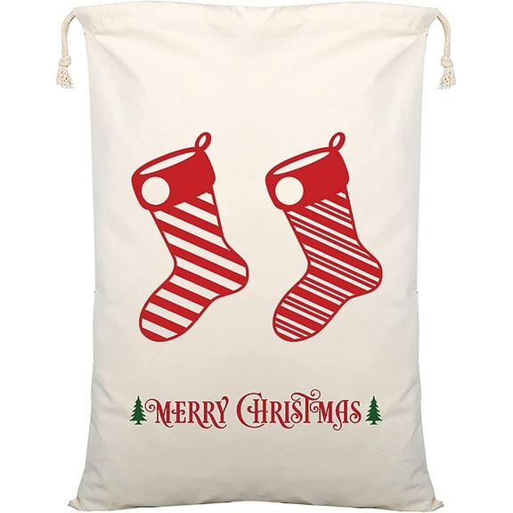 Personality Case Christmas Drawstring Bag  From the North Pole  100% Cotton  19 x 26.25  Personalized & Printed with Quote  Reusable Sack for Christmas Gifts, Holiday Storage & Decorations