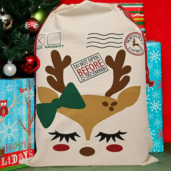 Personality Case Christmas Drawstring Bag  From the North Pole  100% Cotton  19 x 26.25  Personalized & Printed with Quote  Reusable Sack for Christmas Gifts, Holiday Storage & Decorations