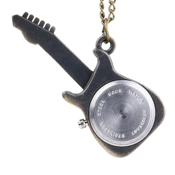 Personality Classic Retro Quartz Watch Punk Guitar Pocket Watch Necklace