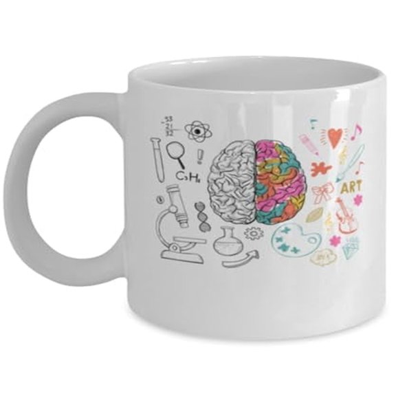 Personality Coffee Mug, Left Brain Right Brain, Psychology Gift, White Ceramic Cup
