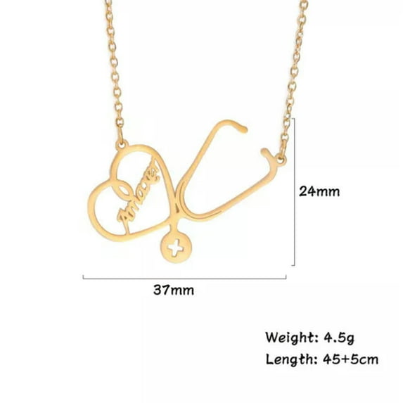 Personality Custom Nurse Stethoscope Name Necklace Stainless Steel Memorial Gift