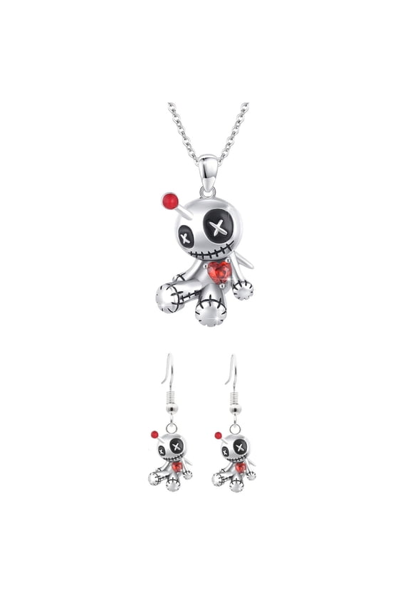 Personality Embracing Voodoo Doll Necklace And Earrings Set For Unique Taste